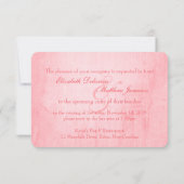 Roze roos knop bruiloft repetitie diner uitnodigin kaart (Achterkant)