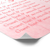Roze Roos Knop Bruiloft Zitplaatsen Tafel Planner Poster (Hoek)