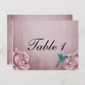Roze Roos Kolibrie Tafelnummer (Voorkant / Achterkant)