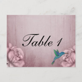 Roze Roos Kolibrie Tafelnummer