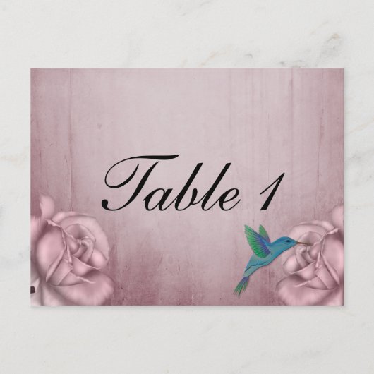 Roze Roos Kolibrie Tafelnummer (Voorkant)