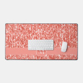 Roze roos koraal glanzend glitter fonkelt Monogram Bureaumat (Keyboard & Muis)