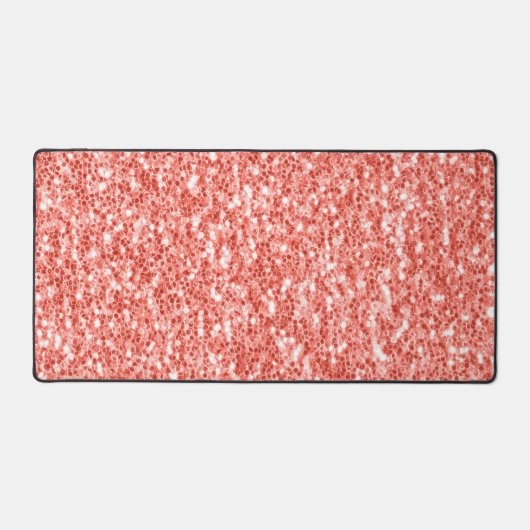 Roze roos koraal glanzend glitter schittert bureaumat (Voorkant)