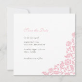 -roze Roos Lace Square Weddenschap Save The Date (Voorkant)