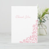 -roze Roos Lace Wedding Bedankkaart (Staand voorkant)