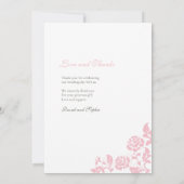 -roze Roos Lace Wedding Bedankkaart (Achterkant)