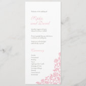 -roze Roos Lace Wedding Programmakaart (Voorkant)