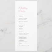 -roze Roos Lace Wedding Programmakaart (Achterkant)