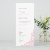-roze Roos Lace Wedding Programmakaart (Staand voorkant)