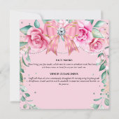 Roze roos landelijk chic satijnen strik glitters g kaart (Achterkant)