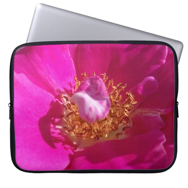 Roze roos laptop sleeve (Voorkant)