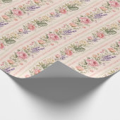 Roze Roos Lavendel Bloem Streep Cadeau Cadeaupapier (Hoek)