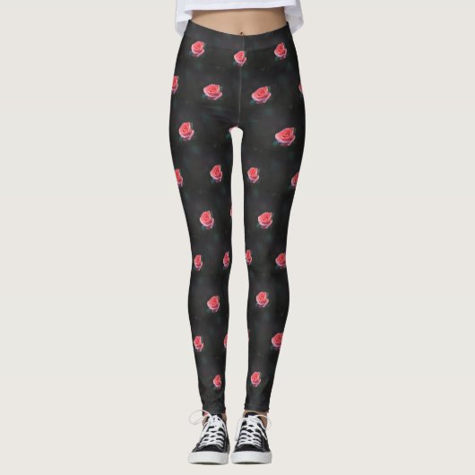 Roze Roos Leggings (Voorkant)