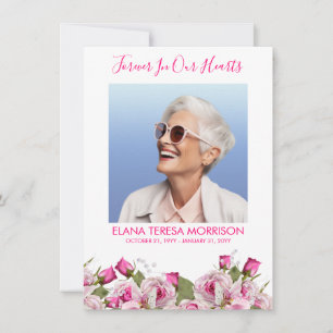 Roze Roos Lelie Bloem Foto Begrafenis Bedankkaart
