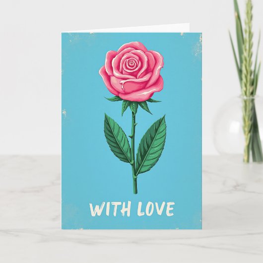 Roze Roos Liefdeskaart Kaart (Voorkant)