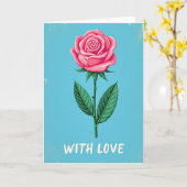 Roze Roos Liefdeskaart Kaart (Gele Bloem)
