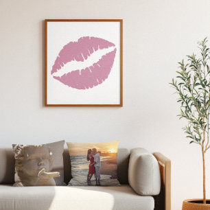 Roze Roos Lipstick Lipjes Poster