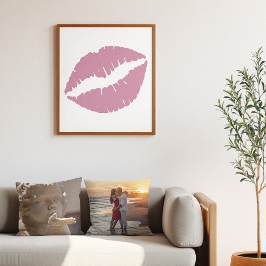 Roze Roos Lipstick Lipjes Poster