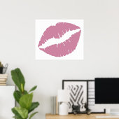 Roze Roos Lipstick Lipjes Poster (Thuiskantoor)