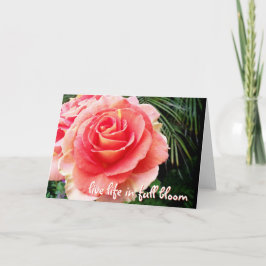 Roze roos live leven in bloei citaat moderne elega kaart