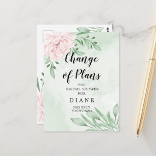 Roze Roos Loof Datum Wijzigen Bruidsmeisjesfeest Briefkaart