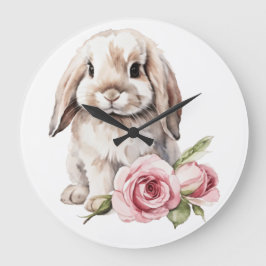Roze roos Lop Eared Bunny Rabbit Grote Klok