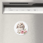 Roze roos Lop Eared Bunny Rabbit Magneet (Insitu (Vaatwasser))
