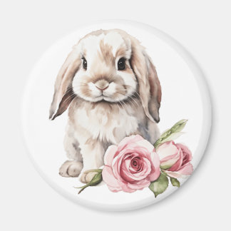 Roze roos Lop Eared Bunny Rabbit Magneet