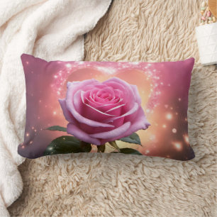Roze Roos - Lumbaal Kussen 13" x 21"