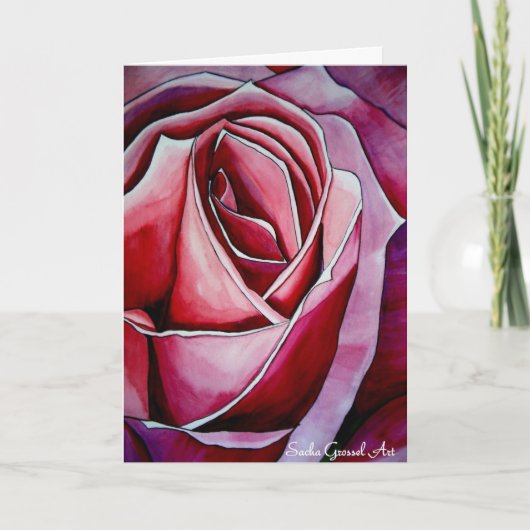 Roze roos macro bloem Valentijnsdag kaart (Voorkant)