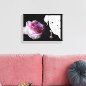  roze roos meisje gezicht mode illustratie canvas afdruk (Insitu (Woonkamer))