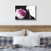  roze roos meisje gezicht mode illustratie canvas afdruk (Insitu (Slaapkamer))