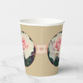 Roze roos met beige papieren bekers (Rechts)