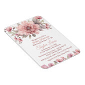 Roze Roos met groen Baby shower Invitation Magneet (Rechterzijde)