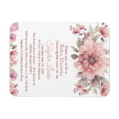 Roze Roos met groen Baby shower Invitation Magneet (Horizontaal)