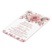 Roze Roos met groen Baby shower Invitation Magneet (Linkerzijde)