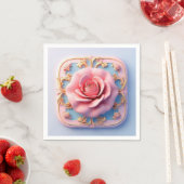 Roze roos met ingewikkelde gouden sierdetails servet (Insitu)