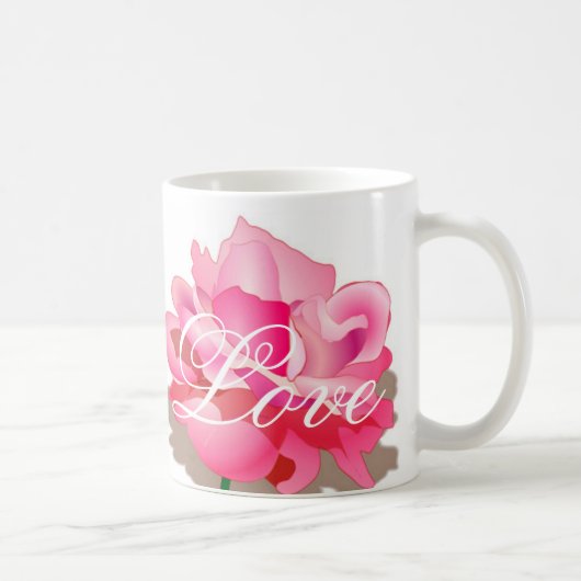 Roze Roos Met Liefde Koffiemok (Rechts)