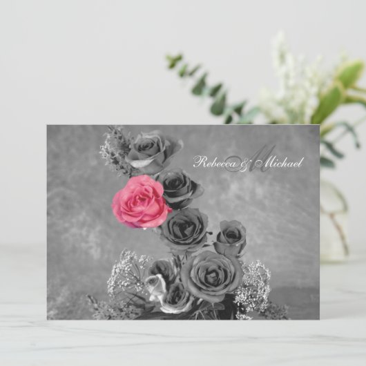 Roze Roos met Monogram (Staand voorkant)