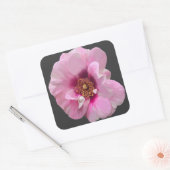 Roze roos met Paarse Hart - olieverfschilderij Vierkante Sticker (Envelop)