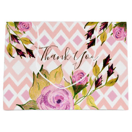 Roze roos met patroon groot cadeauzakje