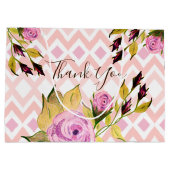 Roze roos met patroon groot cadeauzakje (Achterkant)