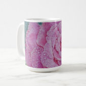 Roze Roos met Regendruppels  Koffiemok (Voorkant links)