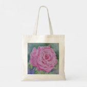 Roze Roos met Regendruppels Tote Bag (Achterkant)