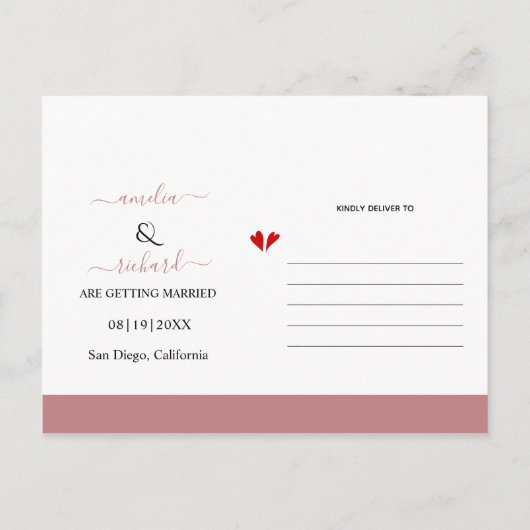 Roze roos met roze bruinbloemen bruiloft Bespaar o Briefkaart (Achterkant)