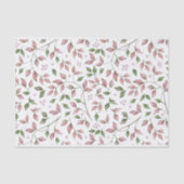 Roze Roos met roze groene blades Tissuepapier (Voorkant)