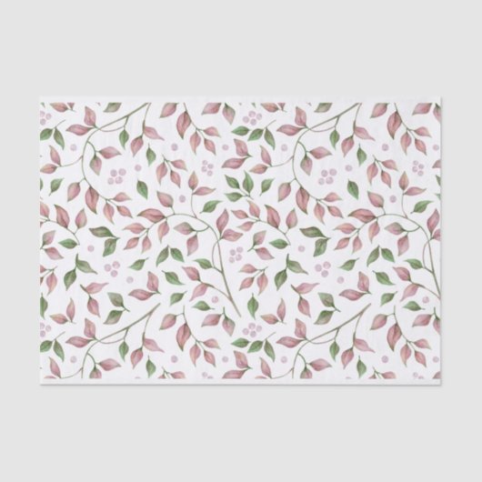 Roze Roos met roze groene blades Tissuepapier (Voorkant)