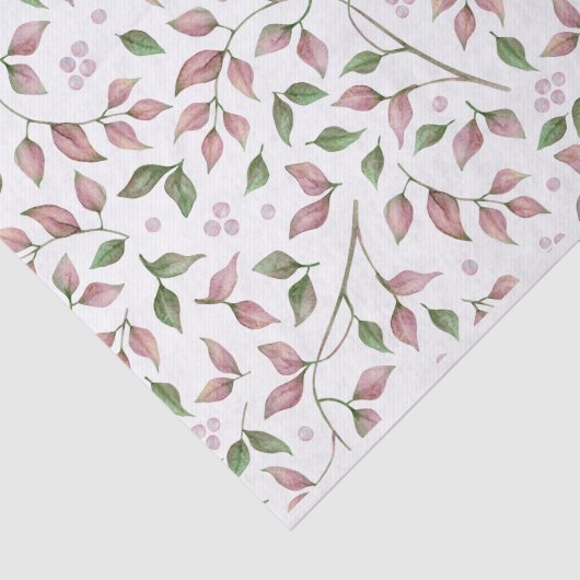 Roze Roos met roze groene blades Tissuepapier (Detail)