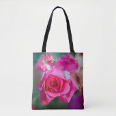 Roze roos met sneeuwvlokken tote bag (Voorkant)