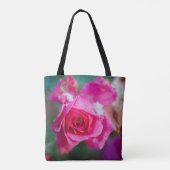 Roze roos met sneeuwvlokken tote bag (Achterkant)
